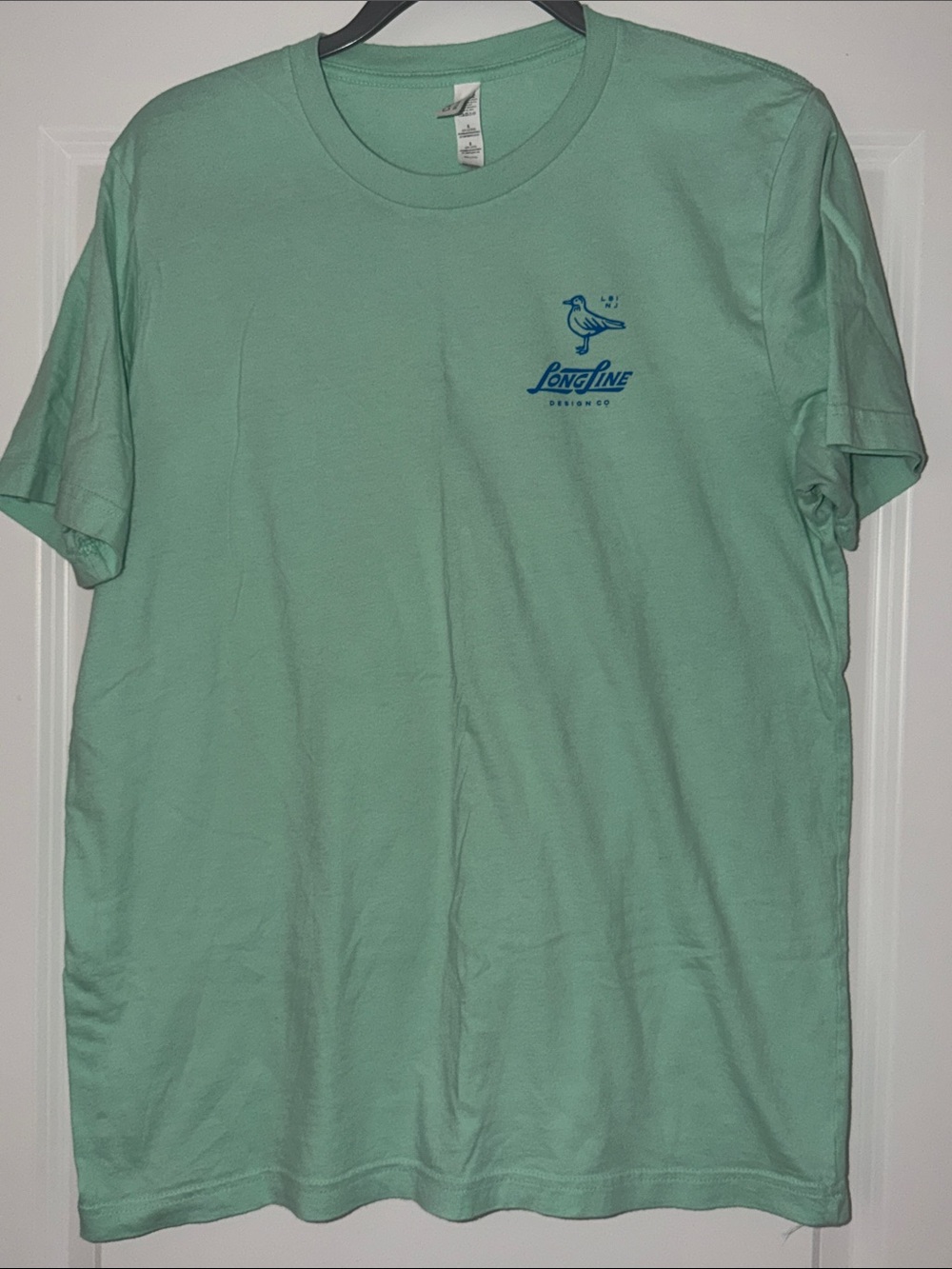 LONG BEACH ISLAND (LBI) NJ Longline Seagull Logo Tee in Seafoam Green